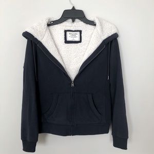 Abercrombie and Fitch, Navy, Size S, Sherpa Lined, Zip Hoodie/Jacket
